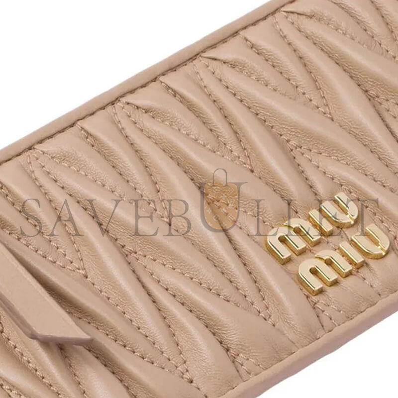 M1v M1v matelassÉ zippered solid color logo leather wallet 5mb006-f0770 (15*8cm)